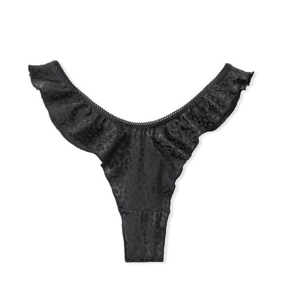 Victoria's Secret Satin Thong Panty Black Large NEW - Picture 3 of 5